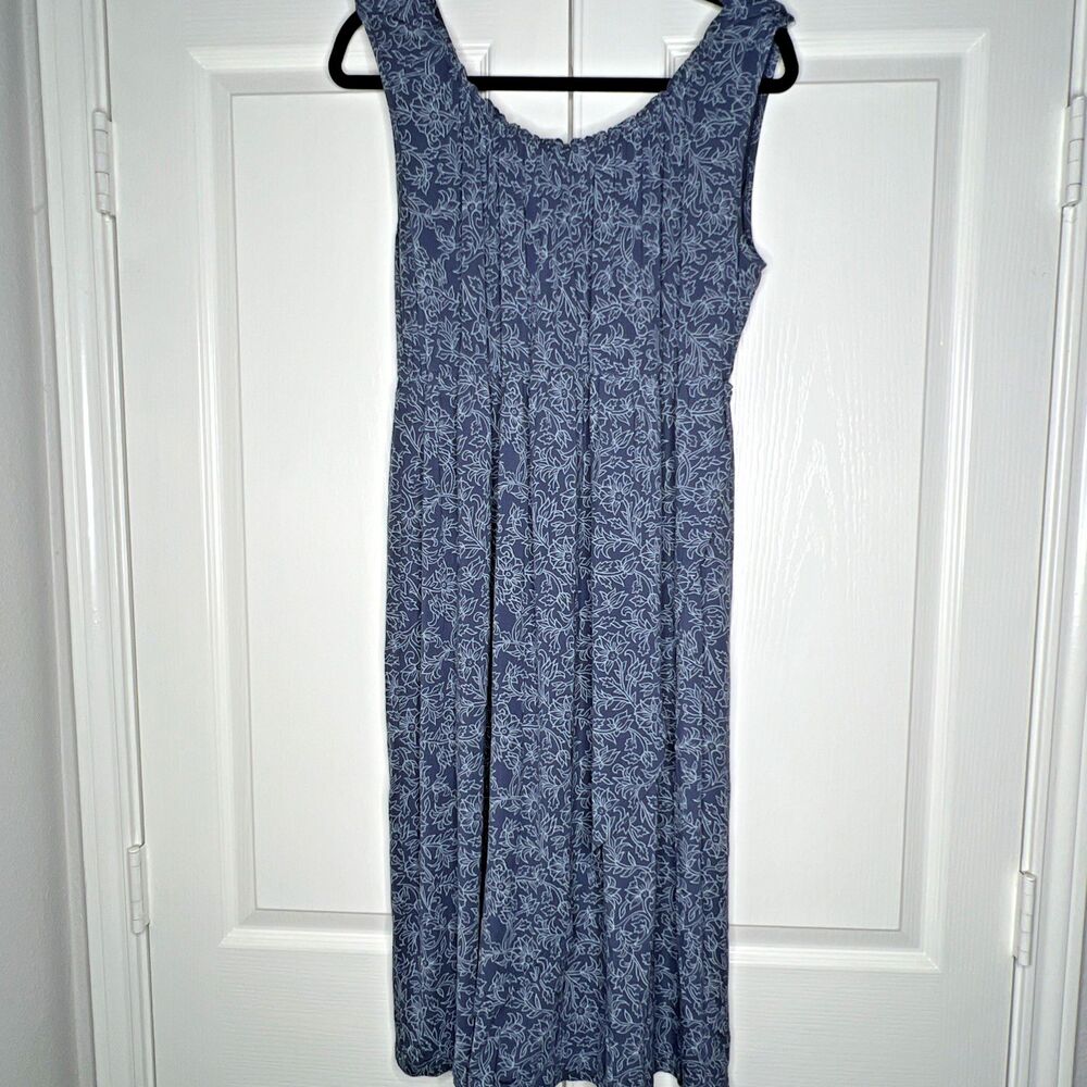 Latched Mama Labor Post Partum Dress Large Blue Floral Snaps Nursing Stretch